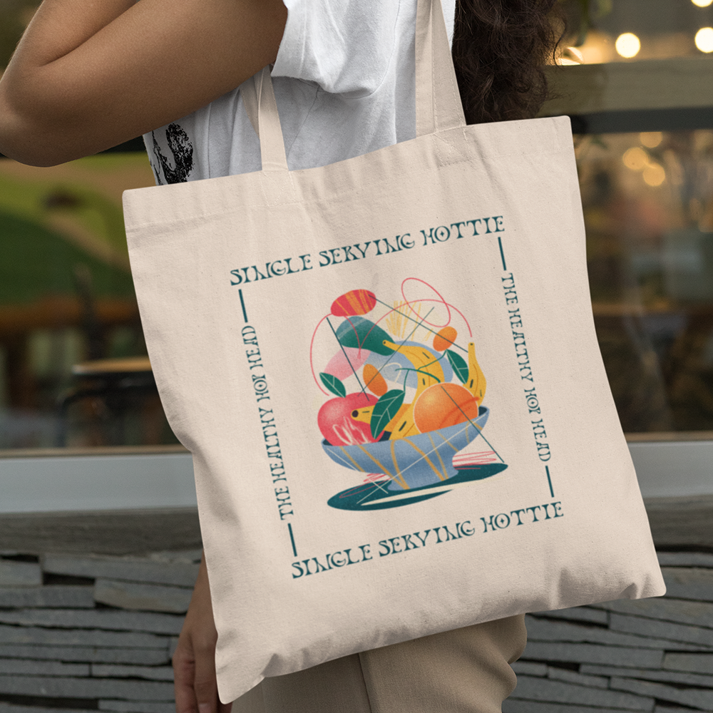 Single Serving Hottie Fruit Bowl Cotton Canvas Tote Bag