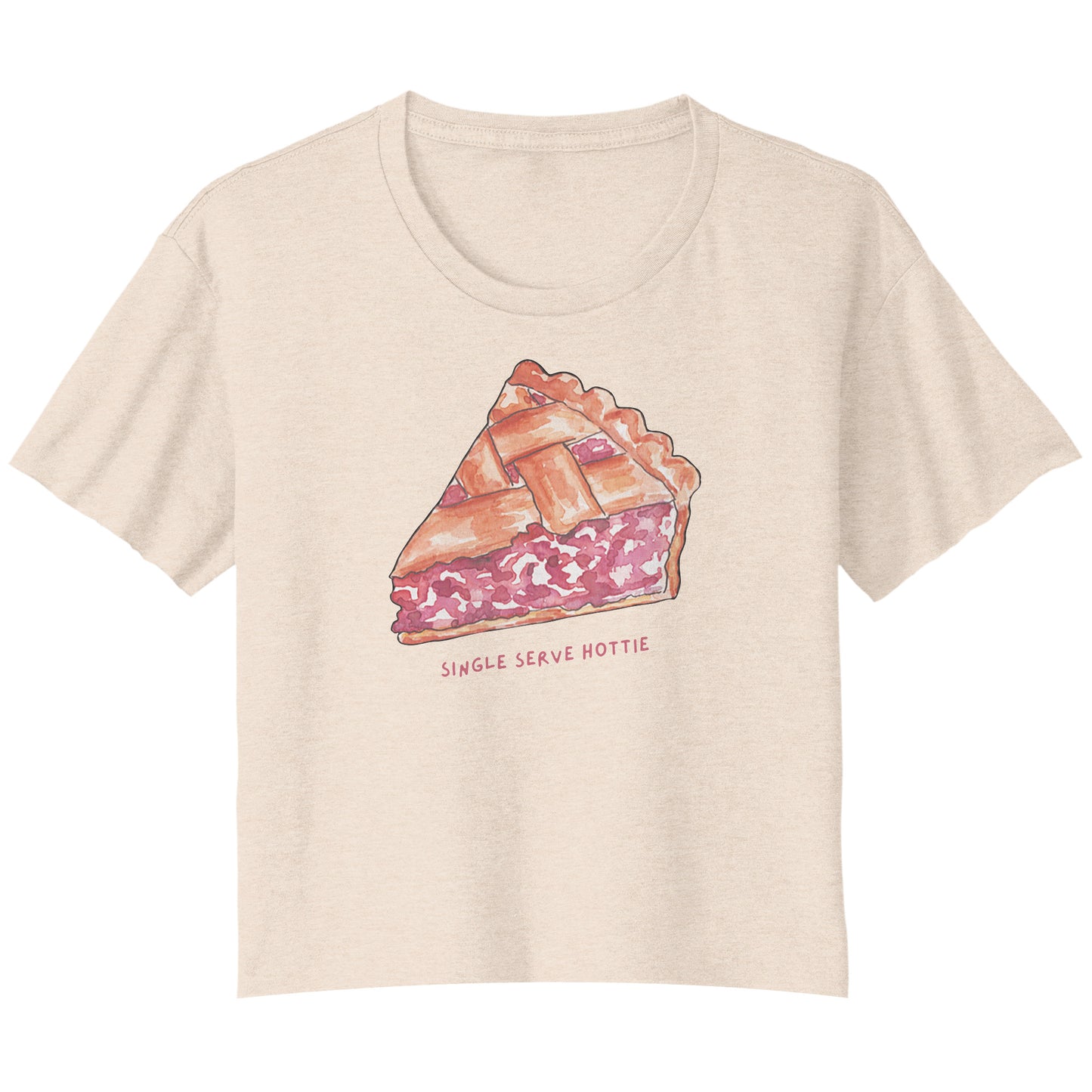 Single Serve Hottie Pie Slice Bella Ladies Flowy Crop T-Shirt