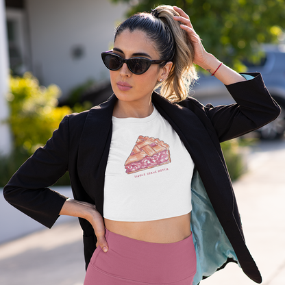 Single Serve Hottie Pie Slice Bella Ladies Flowy Crop T-Shirt