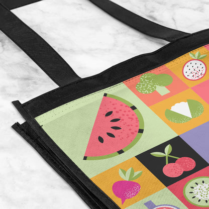 Geometric Fruits Grocery Tote Bag