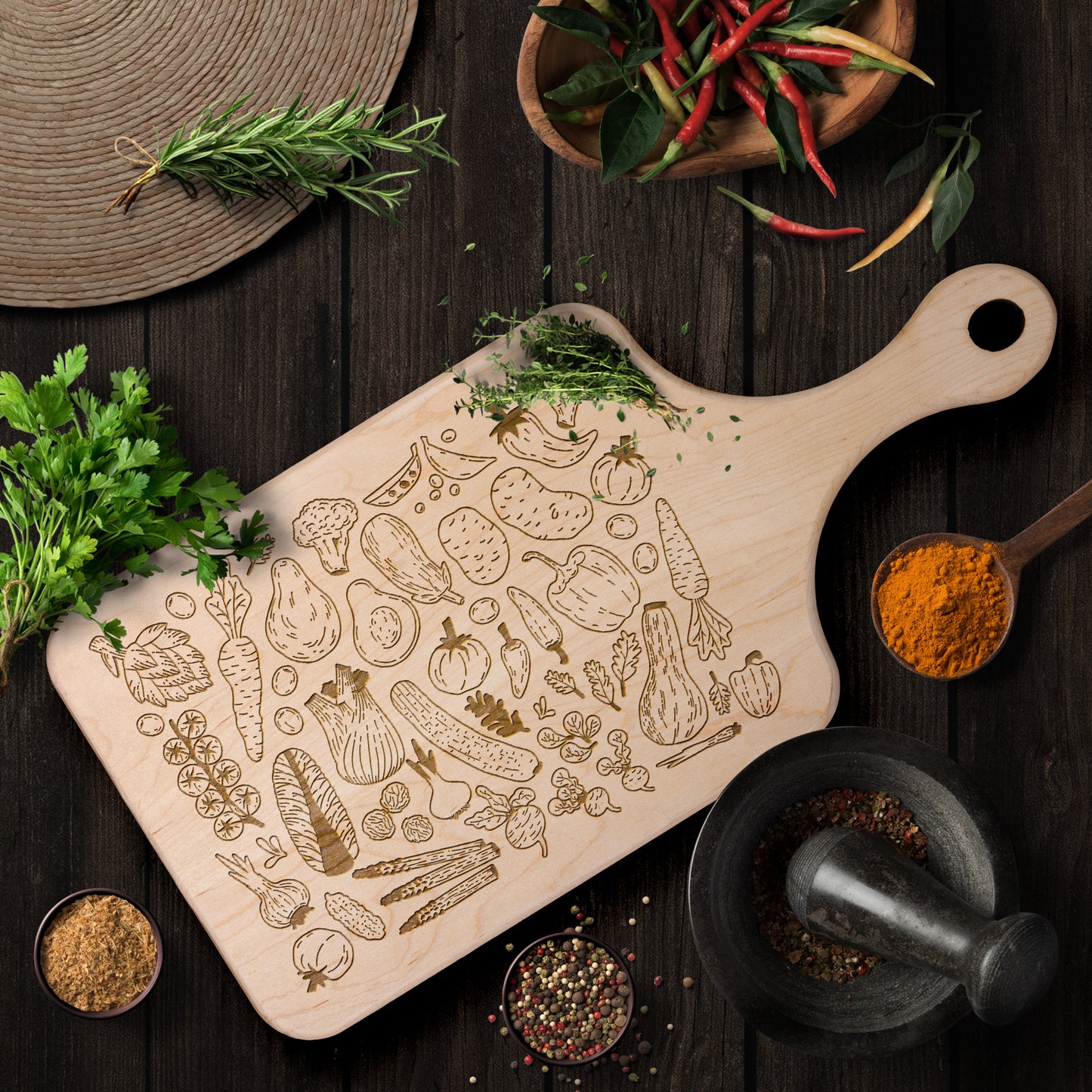 Organic Vegetables Maple Cutting Board