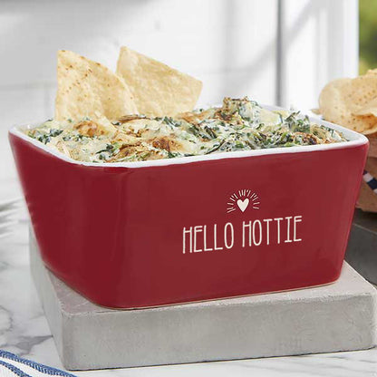 Hello Hottie Small Square Baking Dish - Red