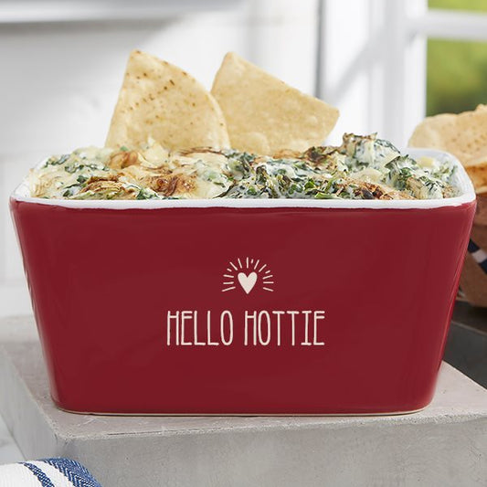 Hello Hottie Small Square Baking Dish - Red