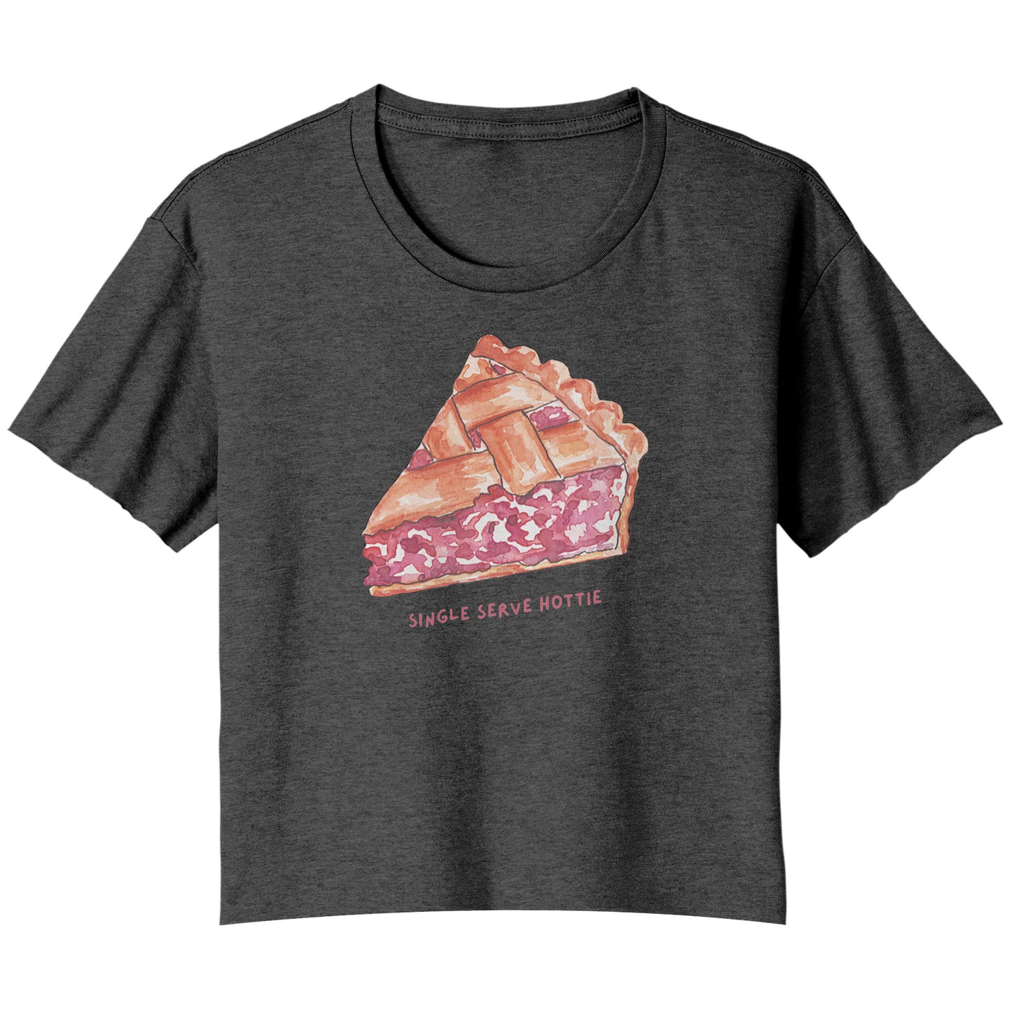 Single Serve Hottie Pie Slice Bella Ladies Flowy Crop T-Shirt
