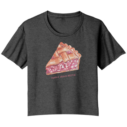 Single Serve Hottie Pie Slice Bella Ladies Flowy Crop T-Shirt