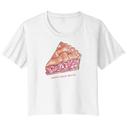Single Serve Hottie Pie Slice Bella Ladies Flowy Crop T-Shirt