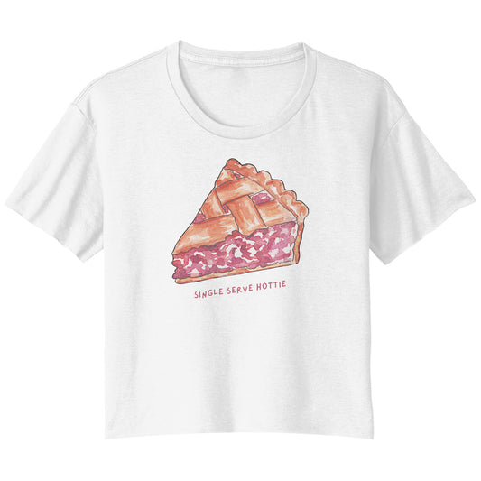 Single Serve Hottie Pie Slice Bella Ladies Flowy Crop T-Shirt
