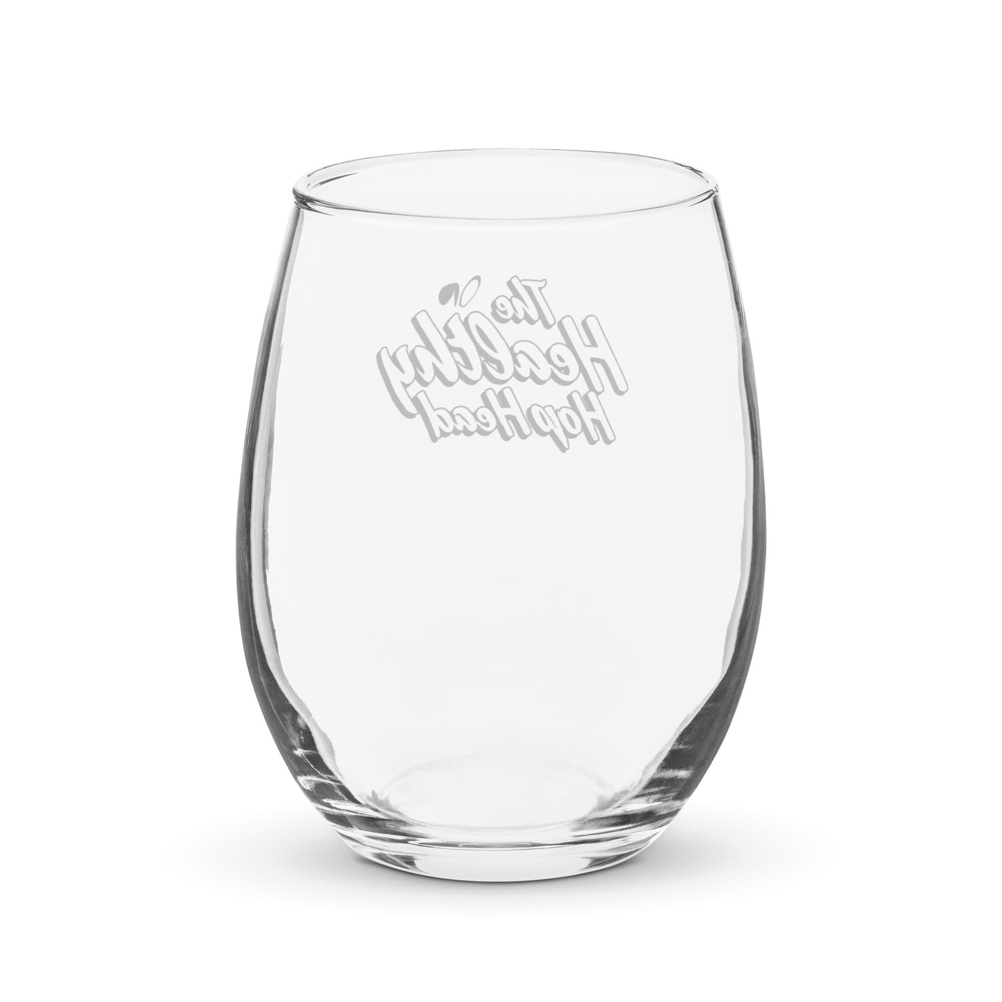 The Healthy HopHead Logo Stemless Wine Glass