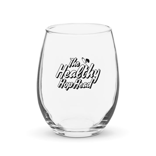 The Healthy HopHead Logo Stemless Wine Glass