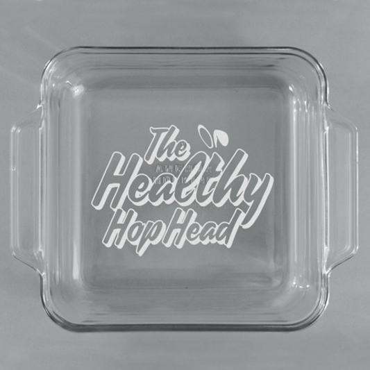 The Healthy HopHead Logo Glass Cake Dish With Truefit Lid - 8in x 8in